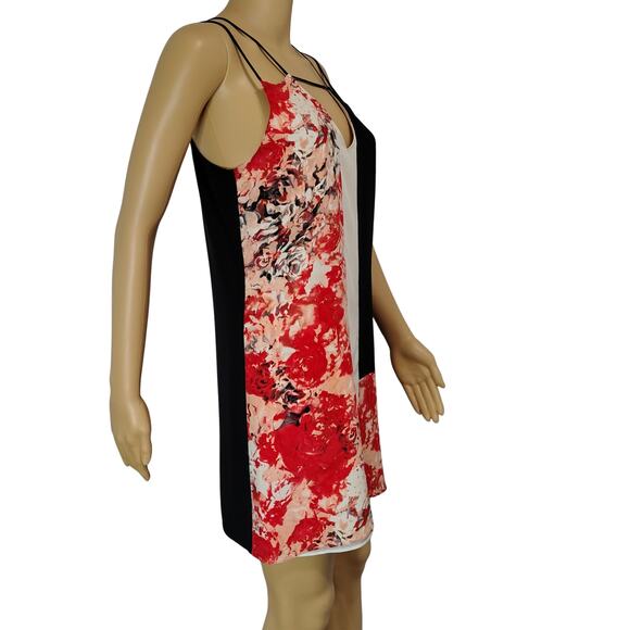 SILK PARKER Slip Dress Patchwork Floral Keyhole Strappy Black Red White Size S - Picture 6 of 10